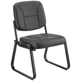 Global Industrial Bonded Leather Reception Chair, Armless, Black