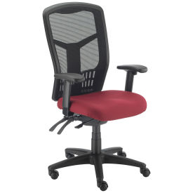Global Industrial High Back Task Chair, Mesh Back, Fabric Seat, Red