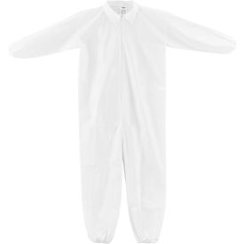 Disposable Microporous Coverall, Elastic Wrists/Ankles, White, Large, 25/Case
