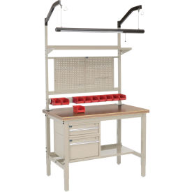 72"W x 36"D Workbench, 1-3/4" Thick Shop Top Safety Edge Complete Bench, Tan