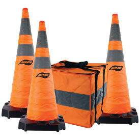 Aervoe 1187-3 36" HD Collapsible Safety Cone With LED Light, Weighted Base, 3/Pk