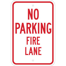 No Parking Fire Lane Sign, HIP Reflective Sign, Aluminum, 12"W x 18"H