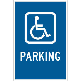 Handicapped Parking Sign, Blue/White, HIP Reflective Sign, Aluminum, 12"W x 18"H