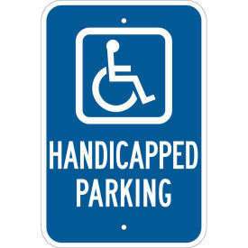 Handicapped Parking Sign, Blue/White, HIP Reflective Sign, Aluminum, 12"W x 18"H