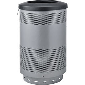 55 Gallon Perforated Steel Receptacle with Flat Lid, Gray