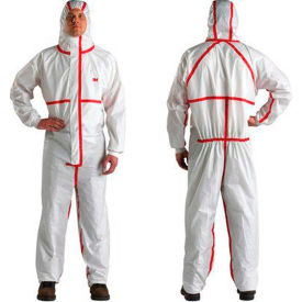 3M™ Disposable Coverall, Knit Cuffs & Attached Hood, White/Red, 2XL, 4565-BLK-2XL, 25/Case