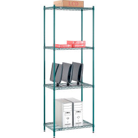 Nexel Poly-Green, 4 Tier, Wire Shelving Starter Unit, 30"W x 14"D x 86"H