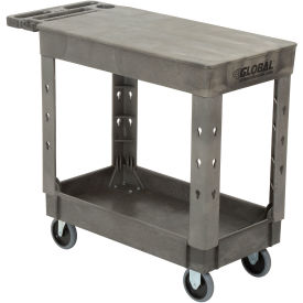 Plastic 2 Flat Shelf Service & Utility Cart, 38” x 17-1/2”, 5" Rubber Casters