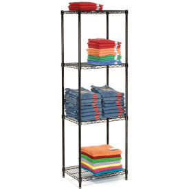 Nexel 4 Tier Black Epoxy Wire Shelving Starter Unit, 48"W x 18"D x 86"H
