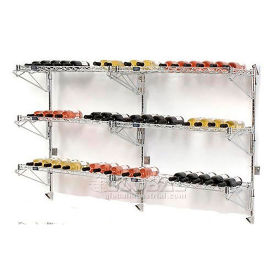 Wine Bottle Rack, Double Wide 6 Shelf Wall Mount 54 Bottle 72"W x 14"D x 34"H