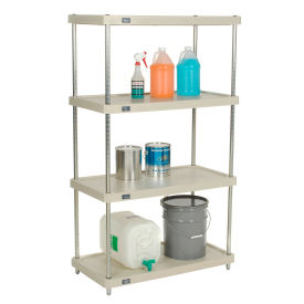 Nexel Plastic, 4 Tier, Solid Shelving Unit, Nexelon Posts, 48"W x 24"D x 63"H