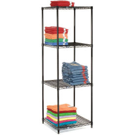 Nexel 4 Tier Black Epoxy Wire Shelving Starter Unit, 48"W x 24"D x 86"H