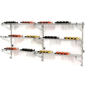 Wine Bottle Rack, Double Wide 6 Shelf Wall Mount 78 Bottle 96"W x 14"D x 34"H