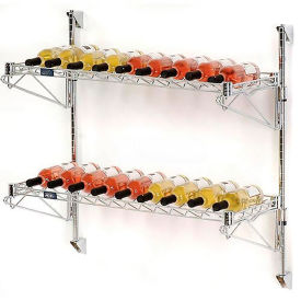 Wine Bottle Rack, Single Wide 2 Shelf Wall Mount 26 Bottle, 48"W x 14"D x 34"H