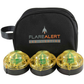 FlareAlert Pro LED Emergency 3 Beacon Kit, Battery Powered, Yellow