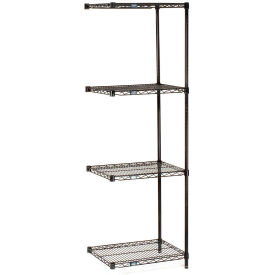 Nexel Black Epoxy, 4 Tier, Wire Shelving Add-On Unit, 36"W x 14"D x 63"H