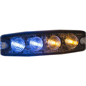 Buyers 8892248, 4.4" Amber/Blue Surface Mount Ultra-Thin Strobe Light, 4 LED