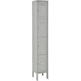 Global Industrial Four Tier 4 Door Locker, 12"Wx15"Dx18"H, Gray, Unassembled