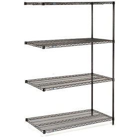 Nexel Black Epoxy, 4 Tier, Wire Shelving Add-On Unit, 54"W x 24"D x 86"H