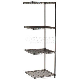 Nexel Black Epoxy, 4 Tier, Wire Shelving Add-On Unit, 30"W x 24"D x 86"H