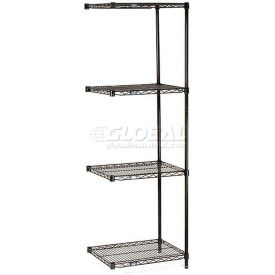 Nexel Black Epoxy, 4 Tier, Wire Shelving Add-On Unit, 48"W x 18"D x 86"H