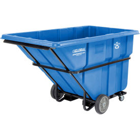 Global Industrial Forkliftable Extra HD Plastic Recycling Tilt Truck, 2000 Lbs Cap, Blue