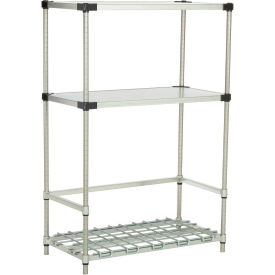 Nexel Poly-Z-Brite 2-Shelf Container/Keg Rack w/ 2-Solid Shelves, 60"W x 18"D x 63"H
