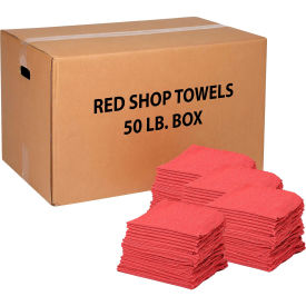 50 Lb. Box 100% Cotton Shop Towels, Red