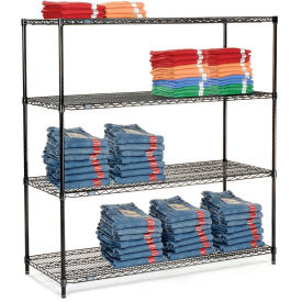 Nexel 4 Tier Black Epoxy Wire Shelving Starter Unit, 54"W x 14"D x 54"H