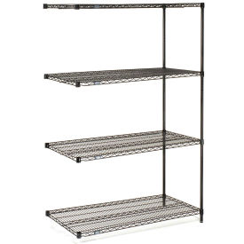 Nexel 4 Tier Black Epoxy Wire Shelving Add-On, 54"W x 14"D x 63"H