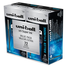 uni-ball Roller Ball Stick Pen, Blue Ink, 0.5 mm, Micro, 72/PK