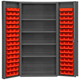 Durham Storage Bin Cabinet DC-DLP-96-4S-1795 - 96 Red Hook-On Bins 4 Adj. Shelves 36"W x 24"D x 72"H