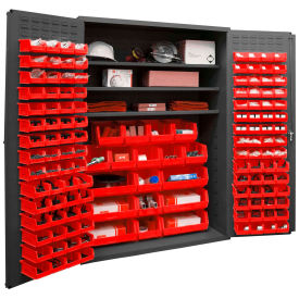 Durham Storage Bin Cabinet 3502-138-3S-1795 - 138 Red Hook-On Bins 3 Adj. Shelves 48"Wx24"Dx72"H