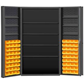 Durham Storage Bin Cabinet DC48-724S6DS-95 - 72 Yellow Hook-On Bins 4 Adj. Shelves 48"Wx24"Dx72"H