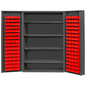 Durham Storage Bin Cabinet DC48-128-4S-1795 - 128 Red Hook-On Bins 4 Adj. Shelves 48"W x 24"D x 72"H