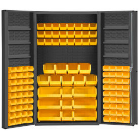 Durham Storage Bin Cabinet DC48-114-6DS-95 - 114 Yellow Hook-On Bins 48"W x 24"D x 72"H