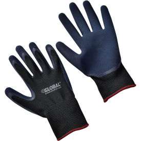 Double Foam Latex Coated Gloves, Black/Navy, Small - Pkg Qty 12