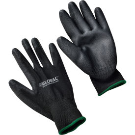 Flat Polyurethane Coated Gloves, Black/Black, Medium - Pkg Qty 12