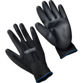 Flat Polyurethane Coated Gloves, Black/Black, X-Large - Pkg Qty 12