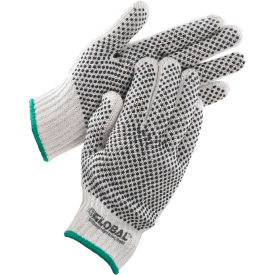PVC Dot Knit Gloves, Double-Sided, Black, Medium, 1-Dozen