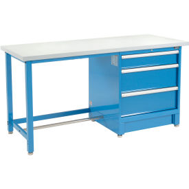 Global Industrial 72"Wx30"D Modular Workbench W/ 3 Drawers, Plastic Laminate Square Edge, Blue