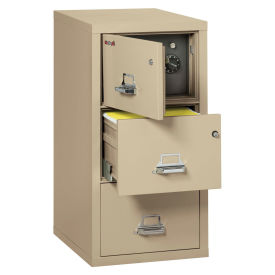 Fireking Fireproof 3 Drawer Vertical Safe-In-File, Legal, Parchment, 20-13/16"Wx31-9/16"Dx40-1/4"H