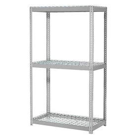 Global Industrial Expandable Starter Rack 96x48x84 3 Level Wire Deck 1100 lb. Cap Per Deck GRY