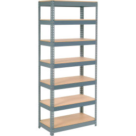 Global Industrial Extra Heavy Duty Shelving 36"W x 18"D x 84"H With 7 Shelves, Wood Deck, Gry