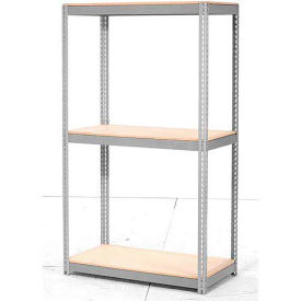 Global Industrial Expandable Starter Rack 96x48x84 3 Level Wood Deck 1100 lb. Cap Per Deck GRY