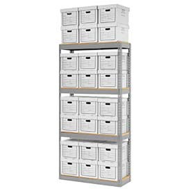 Global Industrial Record Storage Open With Boxes 42"W x 15"D x 84"H, Gray