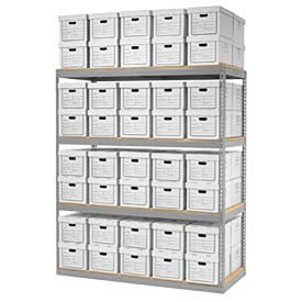 Global Industrial Record Storage Open With Boxes 72"W x 30"D x 84"H, Gray