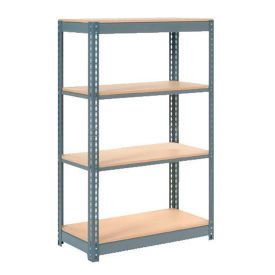 Global Industrial Heavy Duty Shelving 48"W x 18"D x 60"H With 4 Shelves, Wood Deck, Gray