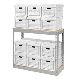 Global Industrial Record Storage With Boxes 42"W x 15"D x 36"H, Gray