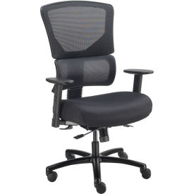 24 Hour Big & Tall Mesh Back Chair, Black, Adjustable Arms, High Back